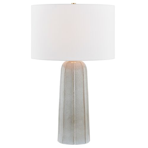 Kel 26" Table Lamp, Aged Brass/ Ceramic Reactive Ash 2 Kel 26" Table Lamp, Aged Brass/ Ceramic Reactive Ash