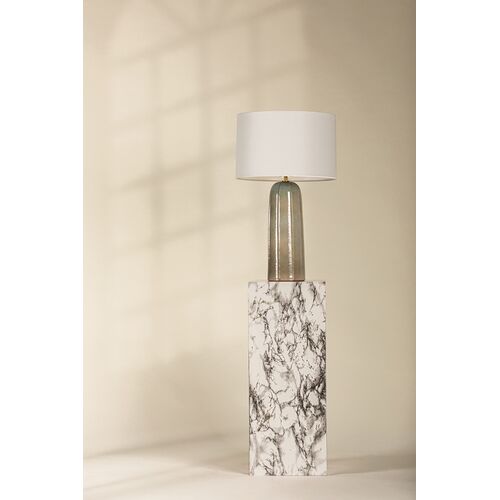 Kel 26" Table Lamp, Aged Brass/ Ceramic Reactive Ash 5 Kel 26" Table Lamp, Aged Brass/ Ceramic Reactive Ash