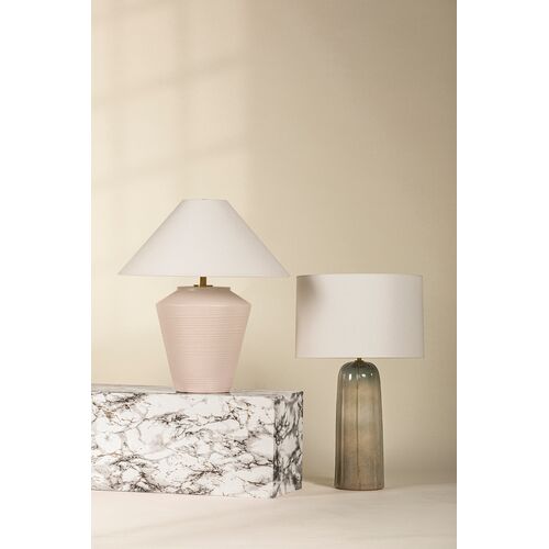 Kel 26" Table Lamp, Aged Brass/ Ceramic Reactive Ash 8 Kel 26" Table Lamp, Aged Brass/ Ceramic Reactive Ash