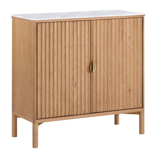 Elodie Reeded Marble Top Cabinet, Natural Ash 1 Elodie Reeded Marble Top Cabinet, Natural Ash