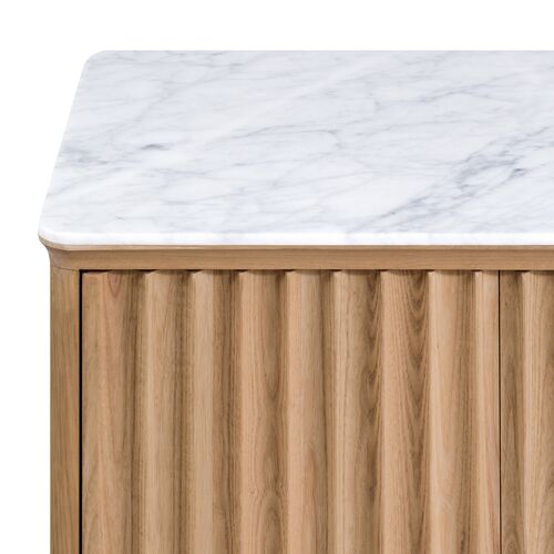 Elodie Reeded Marble Top Cabinet, Natural Ash 12 Elodie Reeded Marble Top Cabinet, Natural Ash