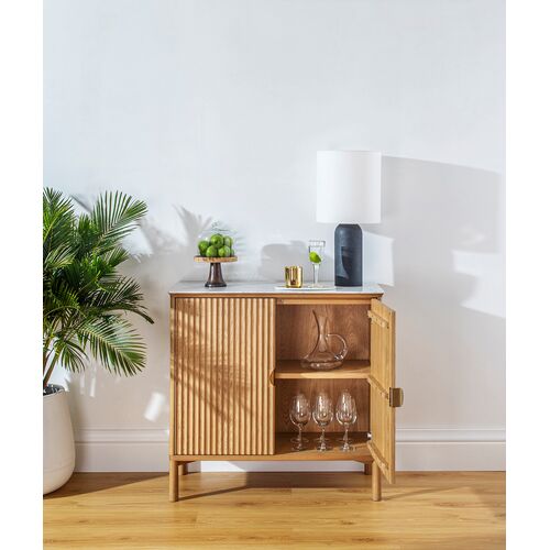 Elodie Reeded Marble Top Cabinet, Natural Ash 18 Elodie Reeded Marble Top Cabinet, Natural Ash
