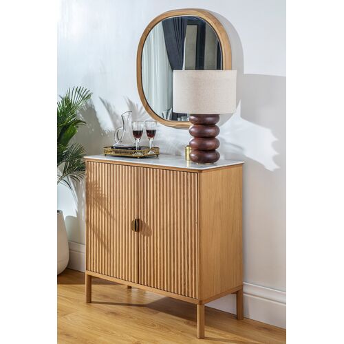 Elodie Reeded Marble Top Cabinet, Natural Ash 19 Elodie Reeded Marble Top Cabinet, Natural Ash