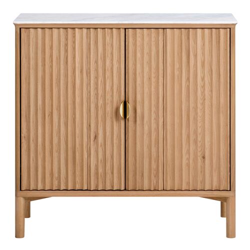 Elodie Reeded Marble Top Cabinet, Natural Ash 2 Elodie Reeded Marble Top Cabinet, Natural Ash
