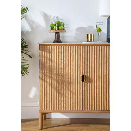 Elodie Reeded Marble Top Cabinet, Natural Ash 20 Elodie Reeded Marble Top Cabinet, Natural Ash