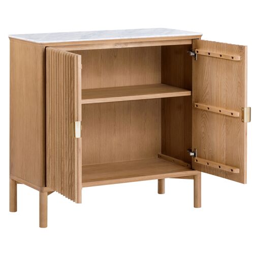 Elodie Reeded Marble Top Cabinet, Natural Ash 3 Elodie Reeded Marble Top Cabinet, Natural Ash