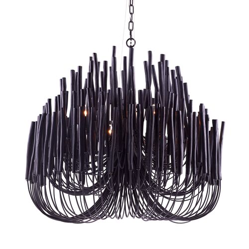 Tilda Large 6-Light Wooden Chandelier, Black 1 Tilda Large 6-Light Wooden Chandelier, Black