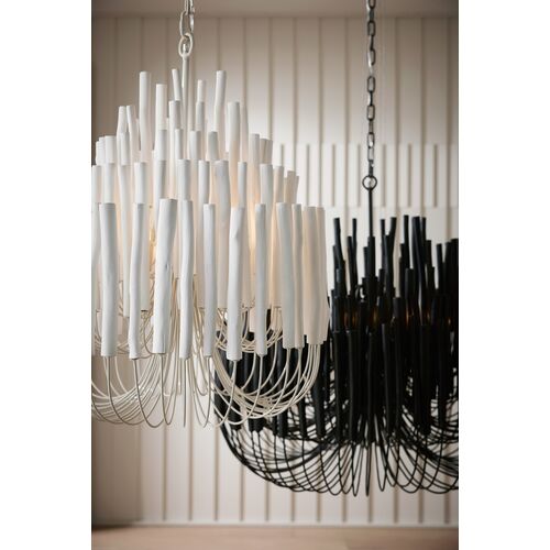 Tilda Large 6-Light Wooden Chandelier, Black 11 Tilda Large 6-Light Wooden Chandelier, Black