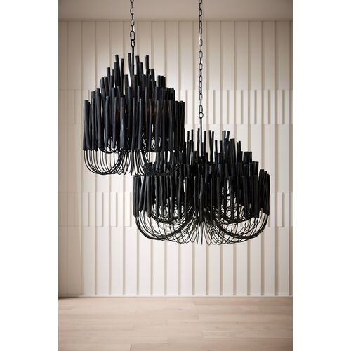Tilda Large 6-Light Wooden Chandelier, Black 12 Tilda Large 6-Light Wooden Chandelier, Black