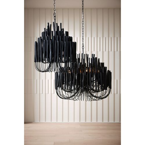 Tilda Large 6-Light Wooden Chandelier, Black 13 Tilda Large 6-Light Wooden Chandelier, Black