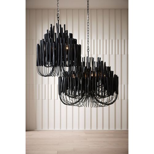 Tilda Large 6-Light Wooden Chandelier, Black 14 Tilda Large 6-Light Wooden Chandelier, Black