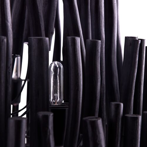 Tilda Large 6-Light Wooden Chandelier, Black 2 Tilda Large 6-Light Wooden Chandelier, Black