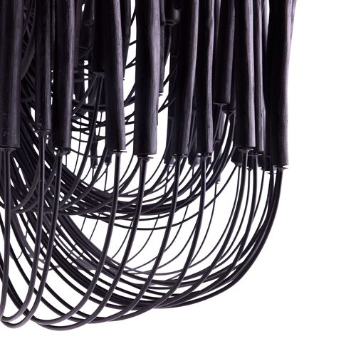 Tilda Large 6-Light Wooden Chandelier, Black 3 Tilda Large 6-Light Wooden Chandelier, Black
