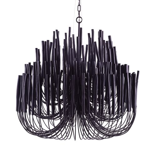 Tilda Large 6-Light Wooden Chandelier, Black 8 Tilda Large 6-Light Wooden Chandelier, Black