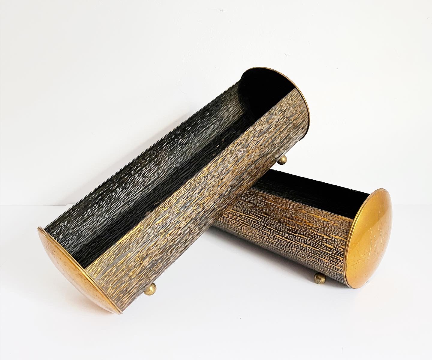 1960s Faux Bois Log Planters, Pair