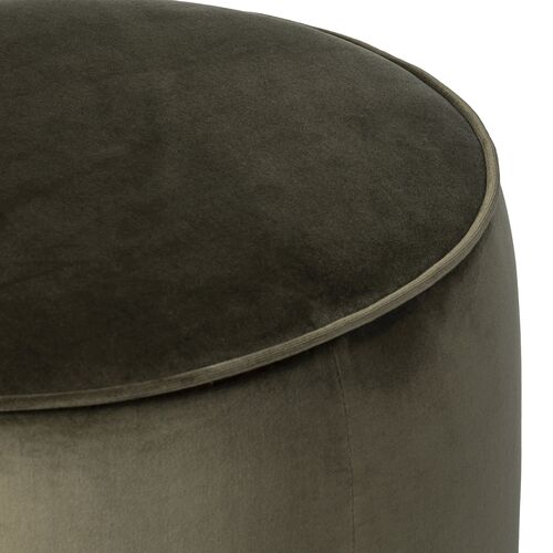 Janessa Round Ottoman, Surrey Olive Velvet 2 Janessa Round Ottoman, Surrey Olive Velvet