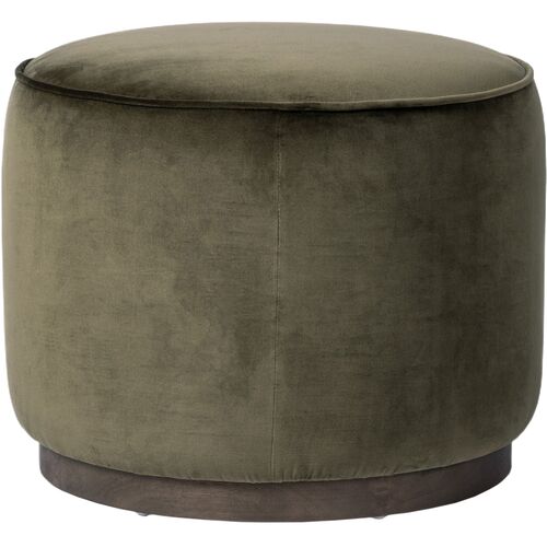 Janessa Round Ottoman, Surrey Olive Velvet 3 Janessa Round Ottoman, Surrey Olive Velvet