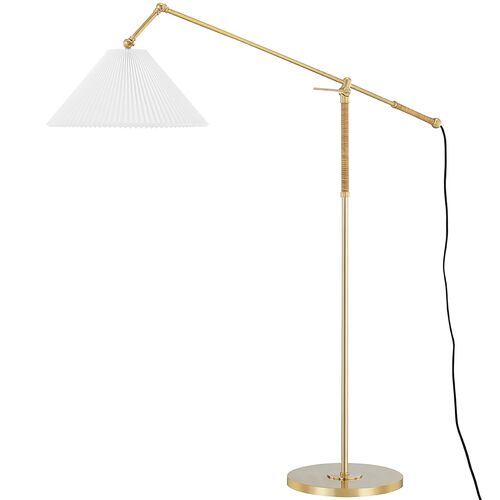 Dorset Floor Lamp, Rattan/Aged Brass 1 Dorset Floor Lamp, Rattan/Aged Brass
