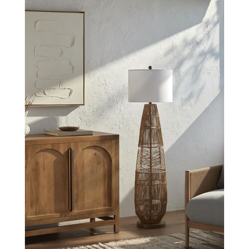 Mael Open Body Rattan Floor Lamp, Wheat 2 Mael Open Body Rattan Floor Lamp, Wheat