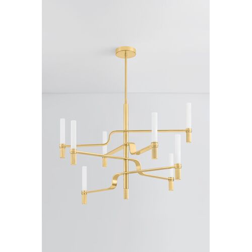 Liorah Chandelier, Aged Brass/Matte Cloud Glass 3 Liorah Chandelier, Aged Brass/Matte Cloud Glass