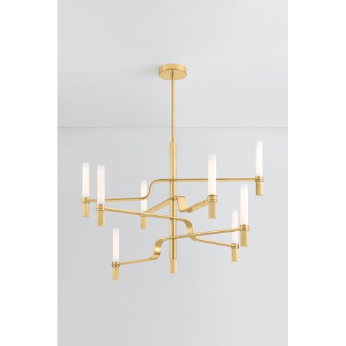 Liorah Chandelier, Aged Brass/Matte Cloud Glass 4 Liorah Chandelier, Aged Brass/Matte Cloud Glass
