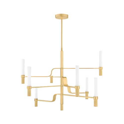 Liorah Chandelier, Aged Brass/Matte Cloud Glass 5 Liorah Chandelier, Aged Brass/Matte Cloud Glass