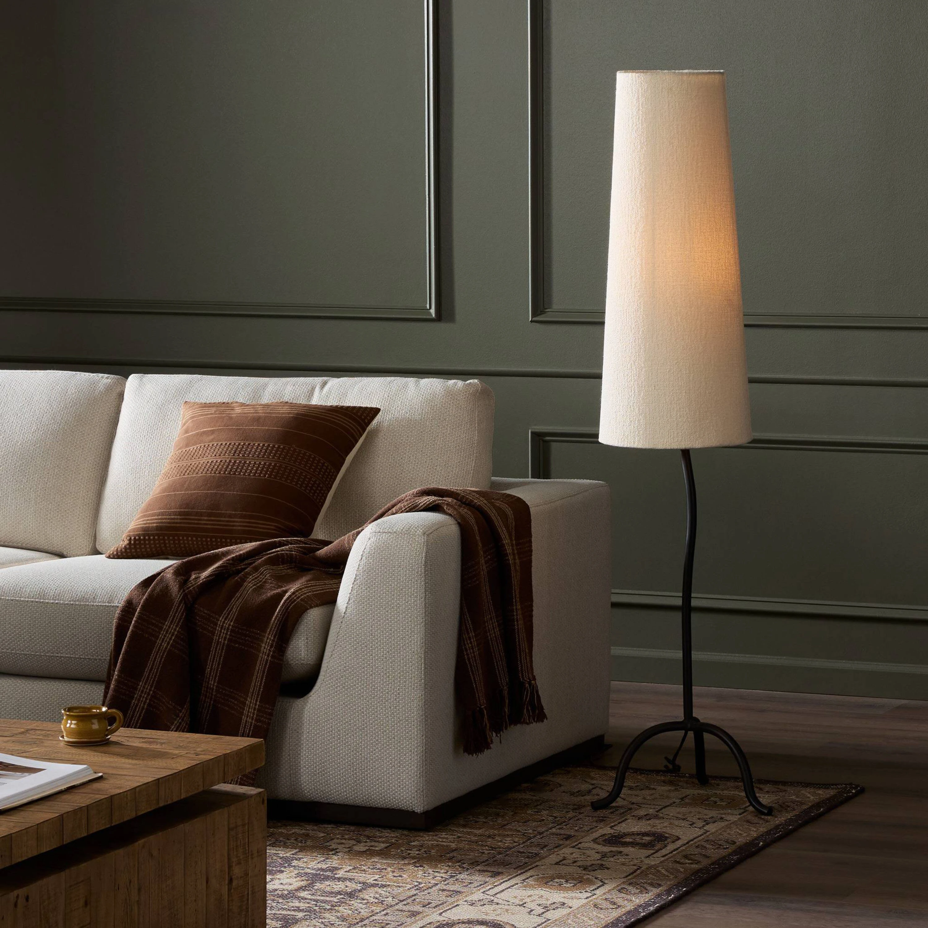 Fairwyn Floor Lamp, Natural Boucle/Black Wrought Iron 2 Fairwyn Floor Lamp, Natural Boucle/Black Wrought Iron