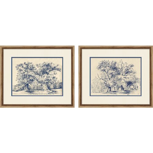 Navy Tree Diptych