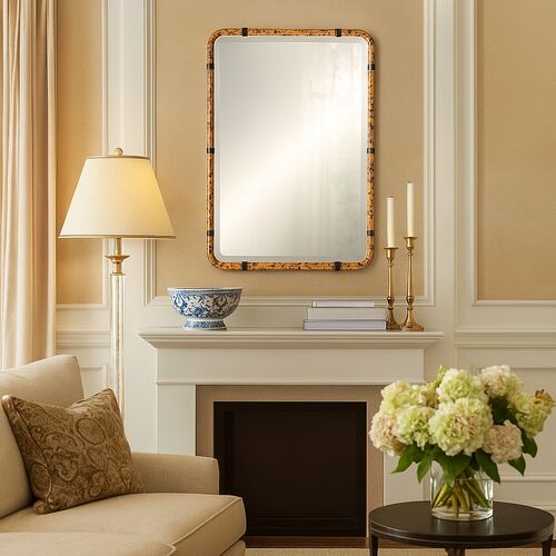 Valoryn 24" x 35" Bamboo Wall Mirror, Tortoise Shell 2 Valoryn 24" x 35" Bamboo Wall Mirror, Tortoise Shell