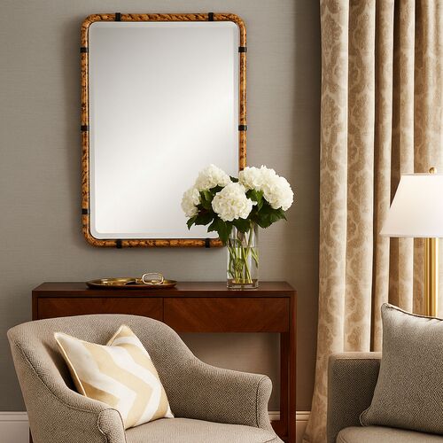 Valoryn 24" x 35" Bamboo Wall Mirror, Tortoise Shell 3 Valoryn 24" x 35" Bamboo Wall Mirror, Tortoise Shell