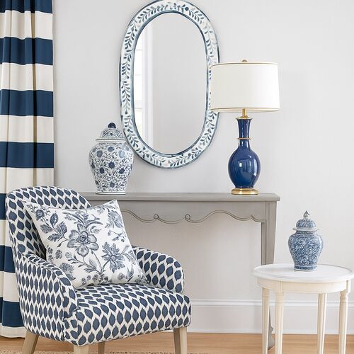 Imani Bone Inlay Wall Mirror, Blue/White 7 Imani Bone Inlay Wall Mirror, Blue/White