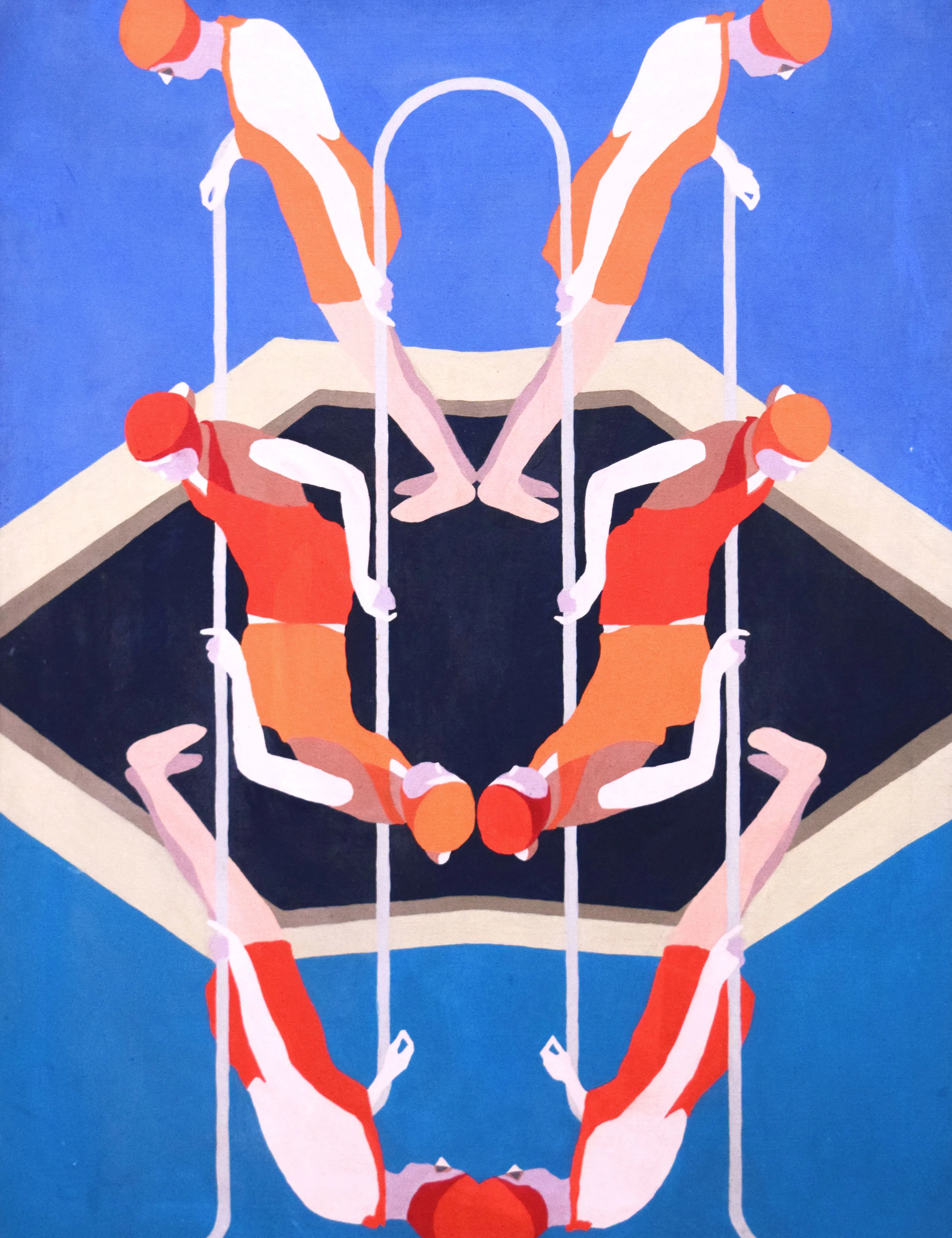 Moderinst Painting of Swimmers 1969 2 Moderinst Painting of Swimmers 1969
