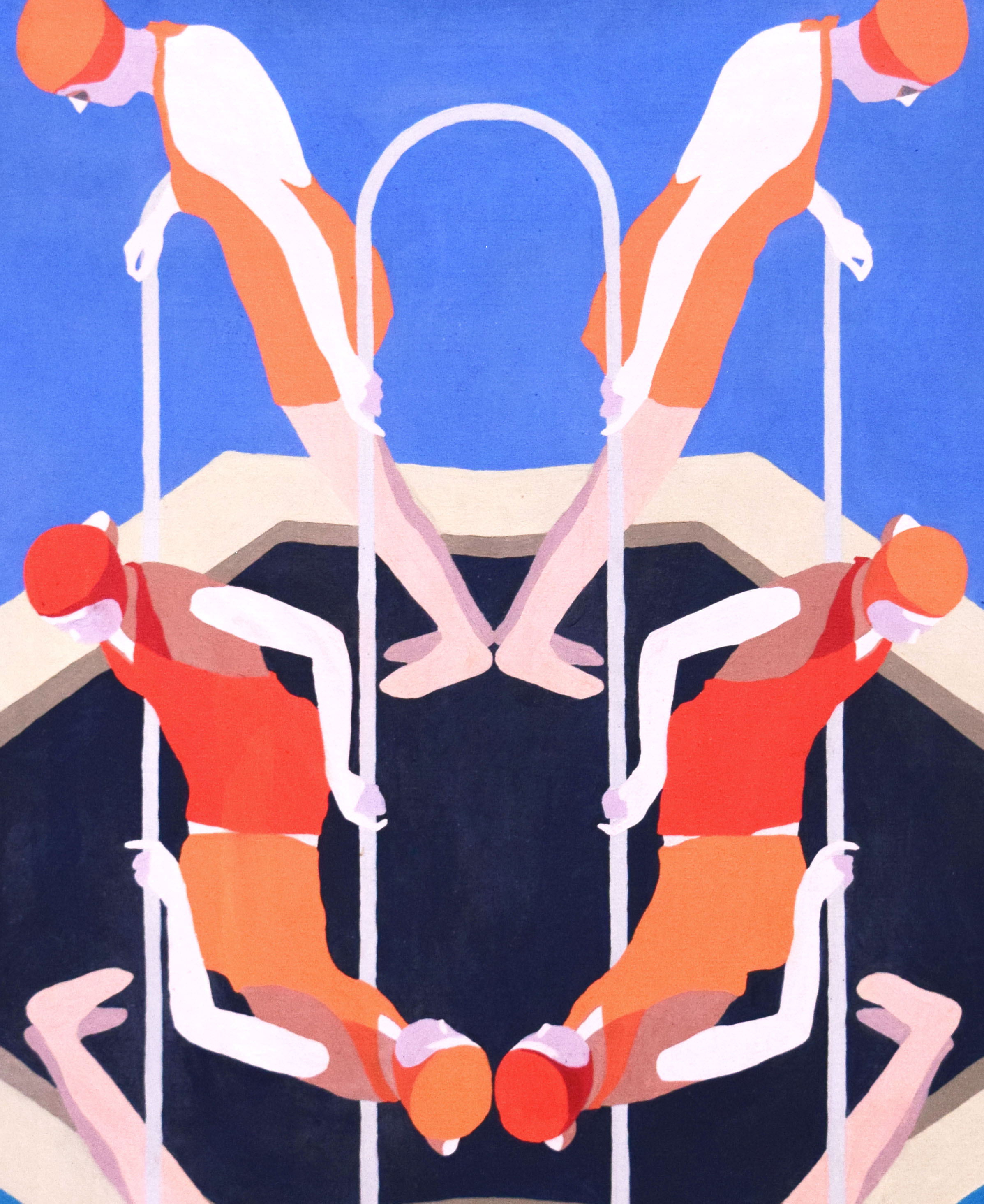 Moderinst Painting of Swimmers 1969 3 Moderinst Painting of Swimmers 1969