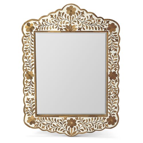 Layla Bone Inlay Scalloped Wall Mirror 1 Layla Bone Inlay Scalloped Wall Mirror
