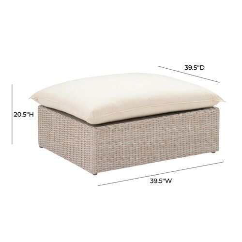 Makenna Wicker Outdoor Ottoman, Natural/Cream 13 Makenna Wicker Outdoor Ottoman, Natural/Cream
