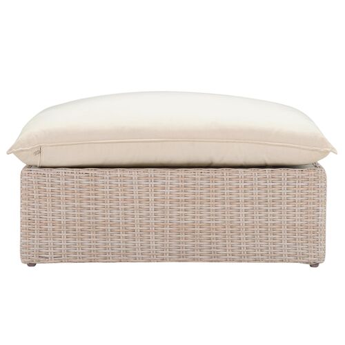 Makenna Wicker Outdoor Ottoman, Natural/Cream 4 Makenna Wicker Outdoor Ottoman, Natural/Cream