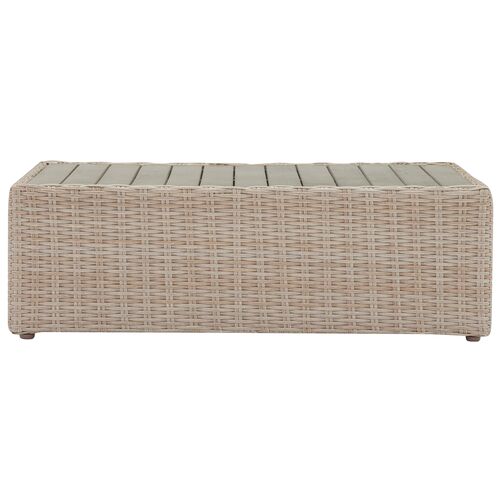 Makenna Wicker Outdoor Ottoman, Natural/Cream 5 Makenna Wicker Outdoor Ottoman, Natural/Cream