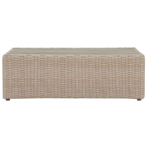Makenna Wicker Outdoor Ottoman, Natural/Cream 6 Makenna Wicker Outdoor Ottoman, Natural/Cream