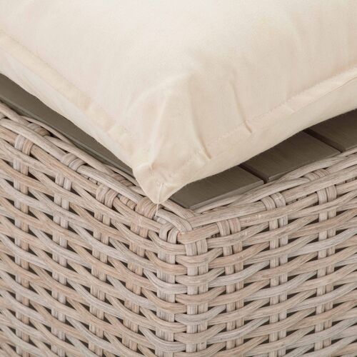 Makenna Wicker Outdoor Ottoman, Natural/Cream 8 Makenna Wicker Outdoor Ottoman, Natural/Cream