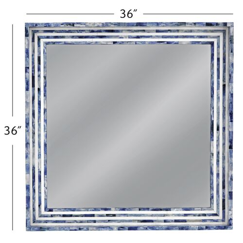 Grafton Bone Inlay Wall Mirror, Blue/Cream 2 Grafton Bone Inlay Wall Mirror, Blue/Cream