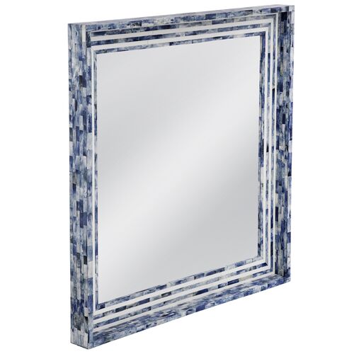 Grafton Bone Inlay Wall Mirror, Blue/Cream 3 Grafton Bone Inlay Wall Mirror, Blue/Cream