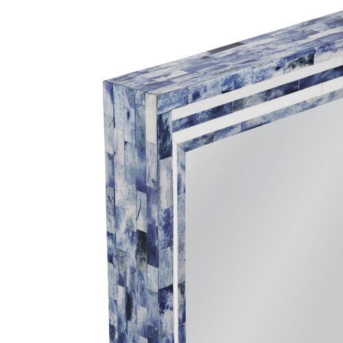 Grafton Bone Inlay Wall Mirror, Blue/Cream 4 Grafton Bone Inlay Wall Mirror, Blue/Cream