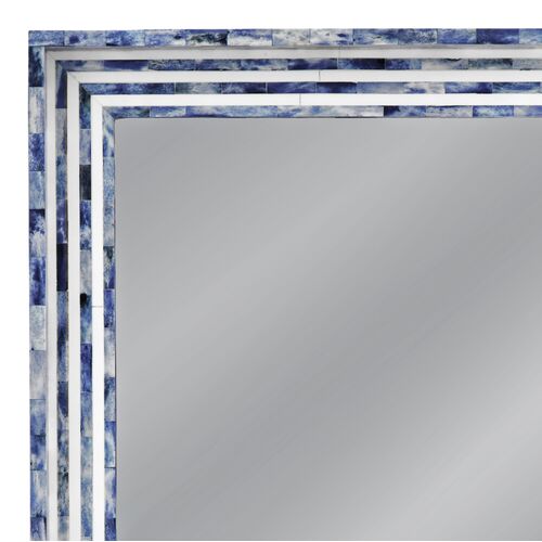 Grafton Bone Inlay Wall Mirror, Blue/Cream 5 Grafton Bone Inlay Wall Mirror, Blue/Cream