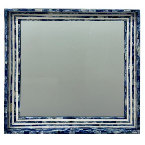 Grafton Bone Inlay Wall Mirror, Blue/Cream 6 Grafton Bone Inlay Wall Mirror, Blue/Cream