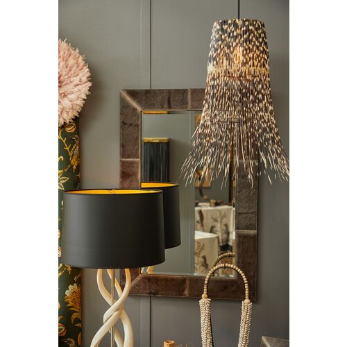 Wildebeest Hide Rectangle Wall Mirror, Gray 3 Wildebeest Hide Rectangle Wall Mirror, Gray