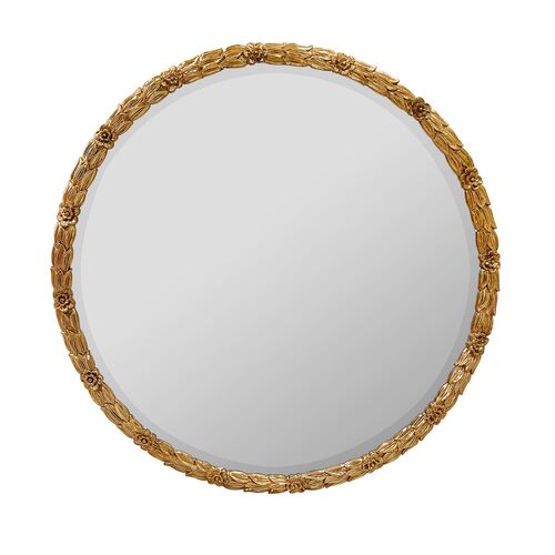 Constance Florette Round Wall Mirror, Antique Gold 1 Constance Florette Round Wall Mirror, Antique Gold