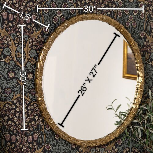 Constance Florette Round Wall Mirror, Antique Gold 11 Constance Florette Round Wall Mirror, Antique Gold