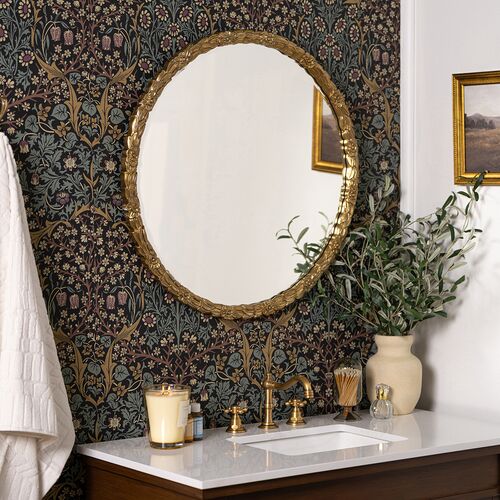 Constance Florette Round Wall Mirror, Antique Gold 2 Constance Florette Round Wall Mirror, Antique Gold