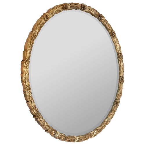 Constance Florette Round Wall Mirror, Antique Gold 3 Constance Florette Round Wall Mirror, Antique Gold