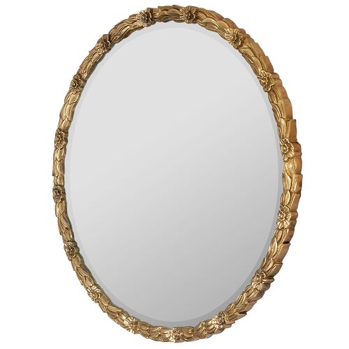 Constance Florette Round Wall Mirror, Antique Gold 4 Constance Florette Round Wall Mirror, Antique Gold